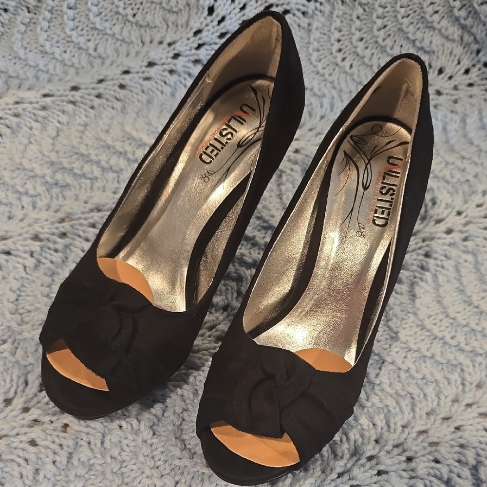 Unlisted Black Peep Toe Women's Shoes, sz 7.5